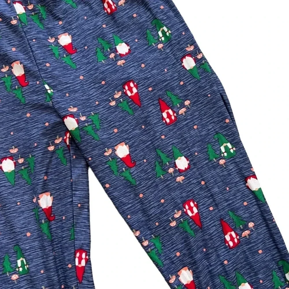 Jaclyn Intimates Blue Christmas Gnome Holiday Pjs L